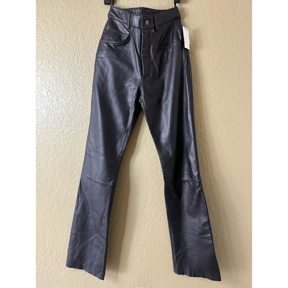 Wilsons Leather Maxima Women's 4 Black Leather Bootcut Pants Motocore Grunge New